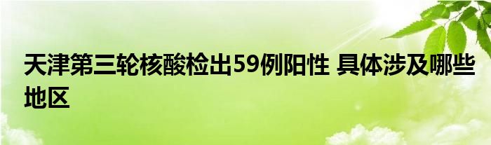 天津第三轮核酸检出59例阳性 具体涉及哪些地区