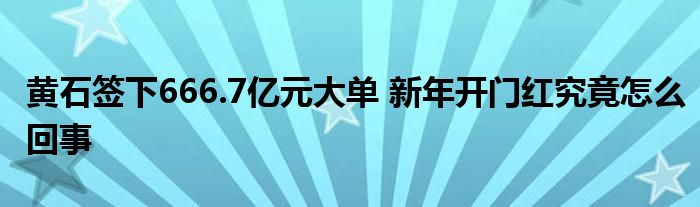 黄石签下666.7亿元大单 新年开门红究竟怎么回事