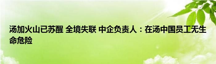 汤加火山已苏醒 全境失联 中企负责人：在汤中国员工无生命危险