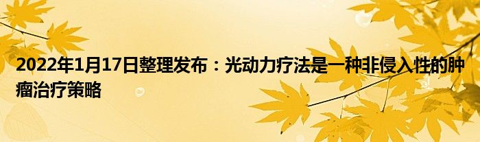2022年1月17日整理发布：光动力疗法是一种非侵入性的肿瘤治疗策略
