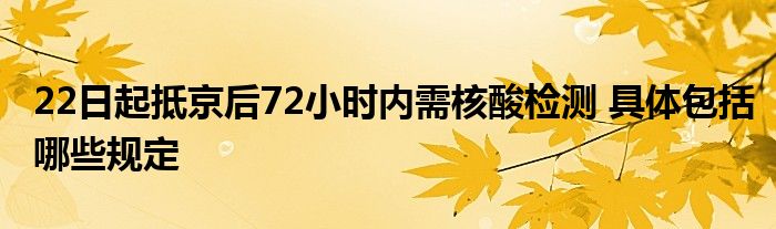 22日起抵京后72小时内需核酸检测 具体包括哪些规定