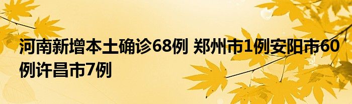 河南新增本土确诊68例 郑州市1例安阳市60例许昌市7例