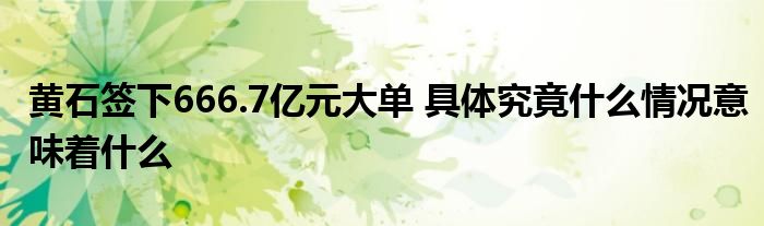 黄石签下666.7亿元大单 具体究竟什么情况意味着什么