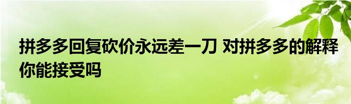 拼多多回复砍价永远差一刀 对拼多多的解释你能接受吗