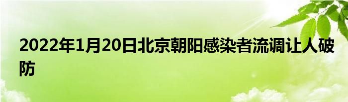 2022年1月20日北京朝阳感染者流调让人破防