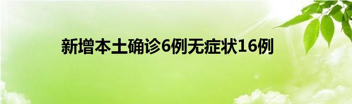 新增本土确诊6例无症状16例