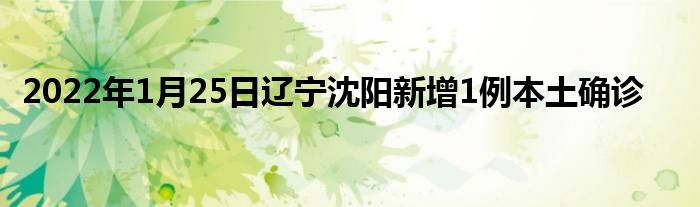 2022年1月25日辽宁沈阳新增1例本土确诊