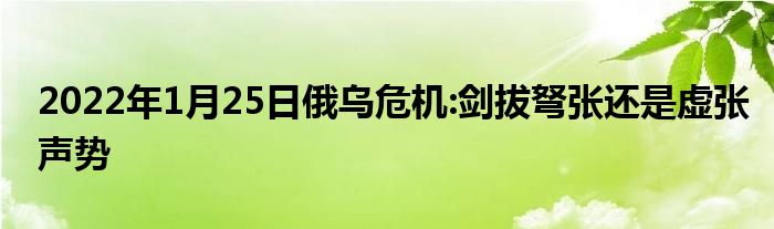 2022年1月25日俄乌危机:剑拔弩张还是虚张声势