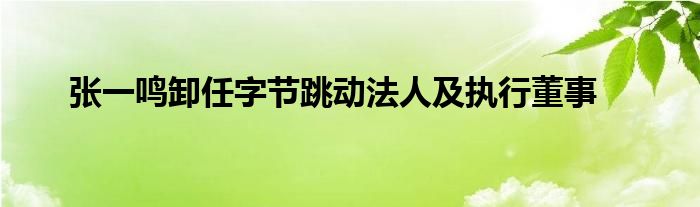 张一鸣卸任字节跳动法人及执行董事