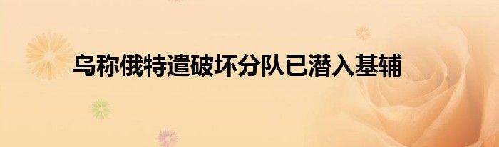 乌称俄特遣破坏分队已潜入基辅