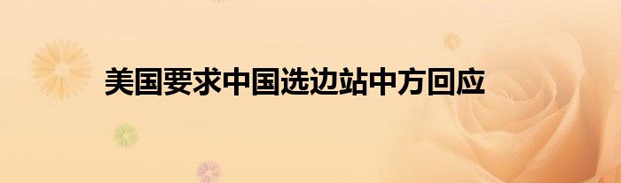 美国要求中国选边站中方回应