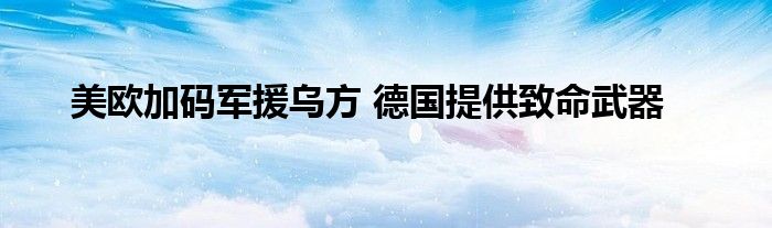 美欧加码军援乌方 德国提供致命武器