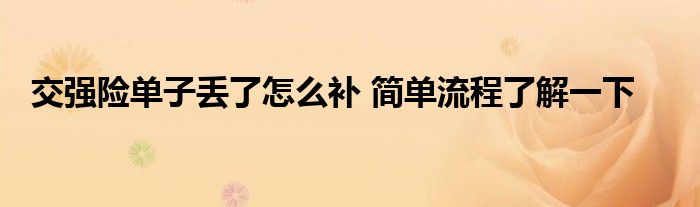 交强险单子丢了怎么补 简单流程了解一下