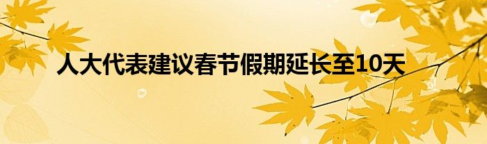 人大代表建议春节假期延长至10天