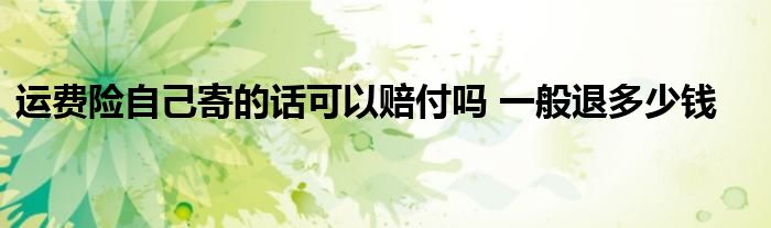 运费险自己寄的话可以赔付吗 一般退多少钱