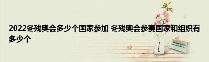 2022冬残奥会多少个国家参加 冬残奥会参赛国家和组织有多少个