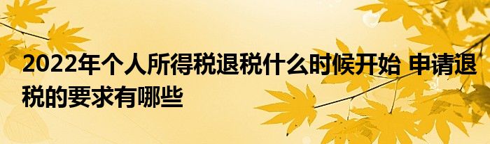 2022年个人所得税退税什么时候开始 申请退税的要求有哪些