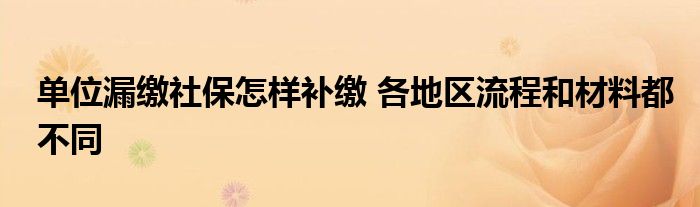 单位漏缴社保怎样补缴 各地区流程和材料都不同