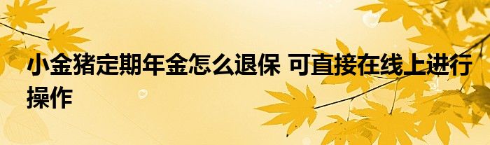 小金猪定期年金怎么退保 可直接在线上进行操作