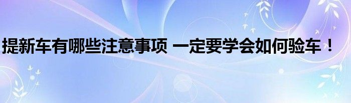 提新车有哪些注意事项 一定要学会如何验车！