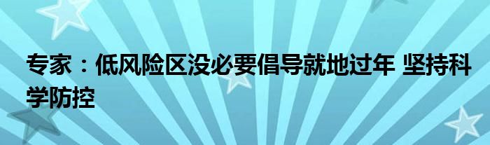 专家：低风险区没必要倡导就地过年 坚持科学防控