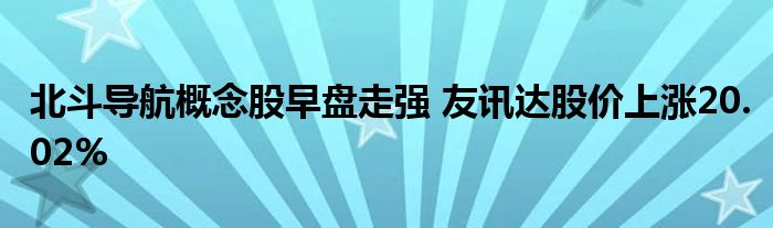 北斗导航概念股早盘走强 友讯达股价上涨20.02%