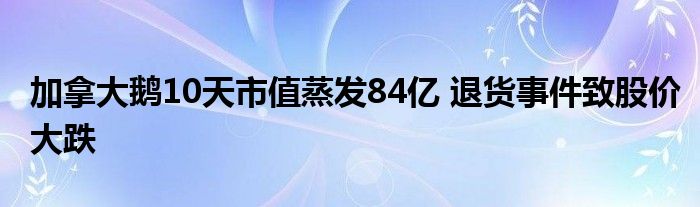 加拿大鹅10天市值蒸发84亿 退货事件致股价大跌