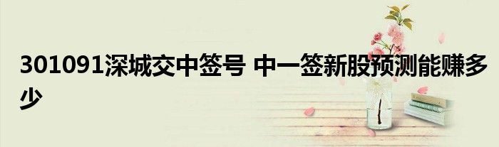 301091深城交中签号 中一签新股预测能赚多少
