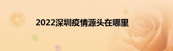 2022深圳疫情源头在哪里