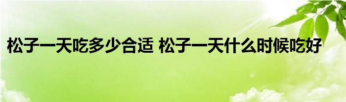 松子一天吃多少合适 松子一天什么时候吃好
