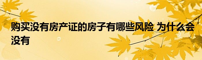 购买没有房产证的房子有哪些风险 为什么会没有