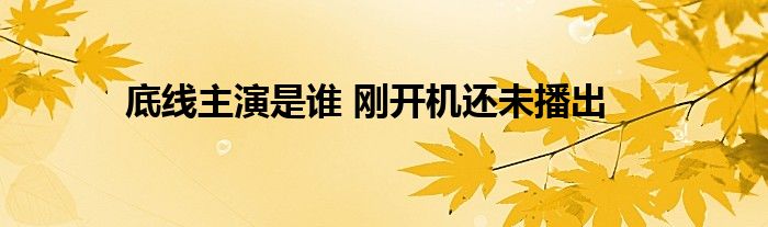 底线主演是谁 刚开机还未播出