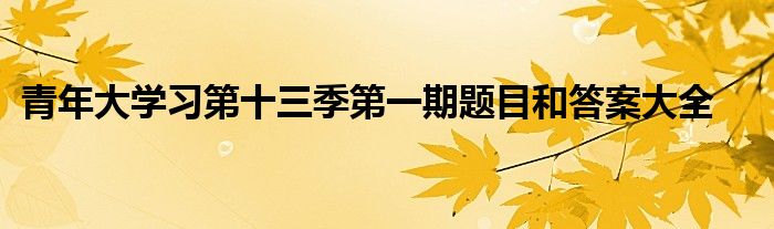 青年大学习第十三季第一期题目和答案大全