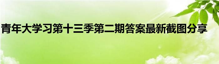 青年大学习第十三季第二期答案最新截图分享