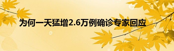 为何一天猛增2.6万例确诊专家回应