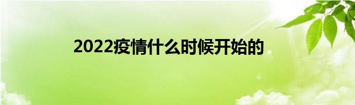 2022疫情什么时候开始的