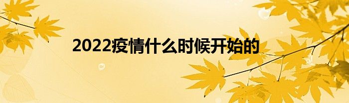 2022疫情什么时候开始的