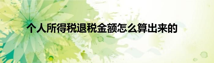 个人所得税退税金额怎么算出来的