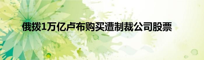 俄拨1万亿卢布购买遭制裁公司股票