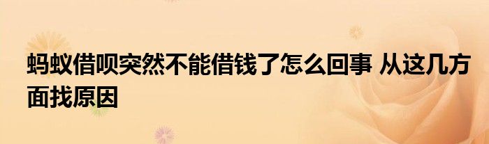 蚂蚁借呗突然不能借钱了怎么回事 从这几方面找原因
