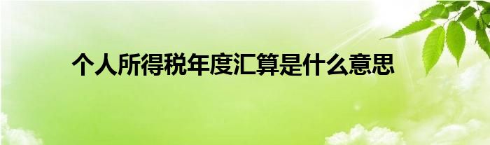 个人所得税年度汇算是什么意思