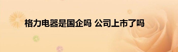 格力电器是国企吗 公司上市了吗