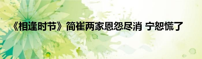 《相逢时节》简崔两家恩怨尽消 宁恕慌了