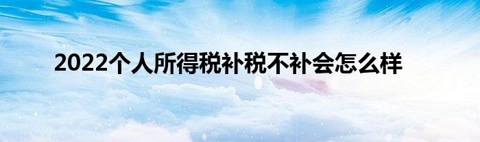 2022个人所得税补税不补会怎么样