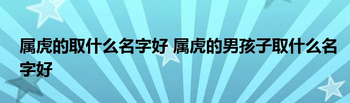 属虎的取什么名字好 属虎的男孩子取什么名字好
