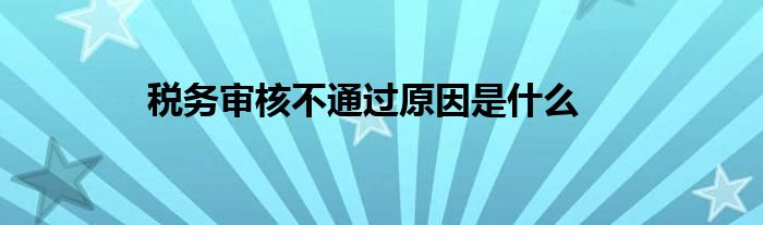 税务审核不通过原因是什么