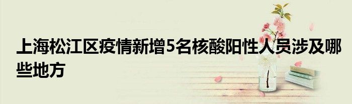 上海松江区疫情新增5名核酸阳性人员涉及哪些地方
