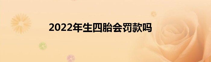 2022年生四胎会罚款吗