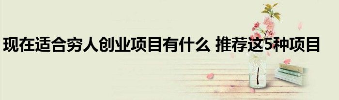 现在适合穷人创业项目有什么 推荐这5种项目