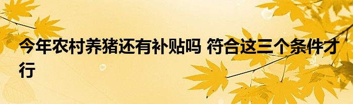 今年农村养猪还有补贴吗 符合这三个条件才行